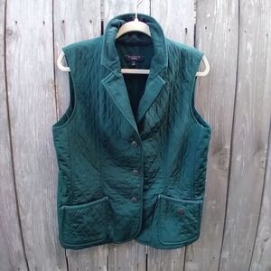 Talbots size M quilted vest gilet green corduroy